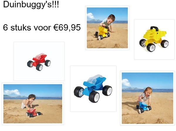 Set of 6 dune buggies, 3 colors