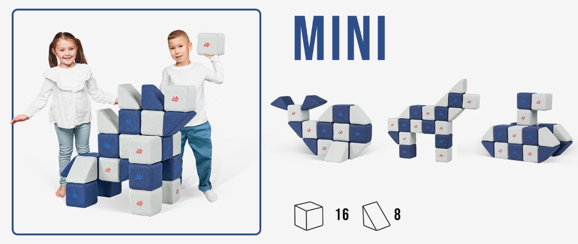 Jolly Heap Mini set, 24 magnetic blocks (2 shapes)