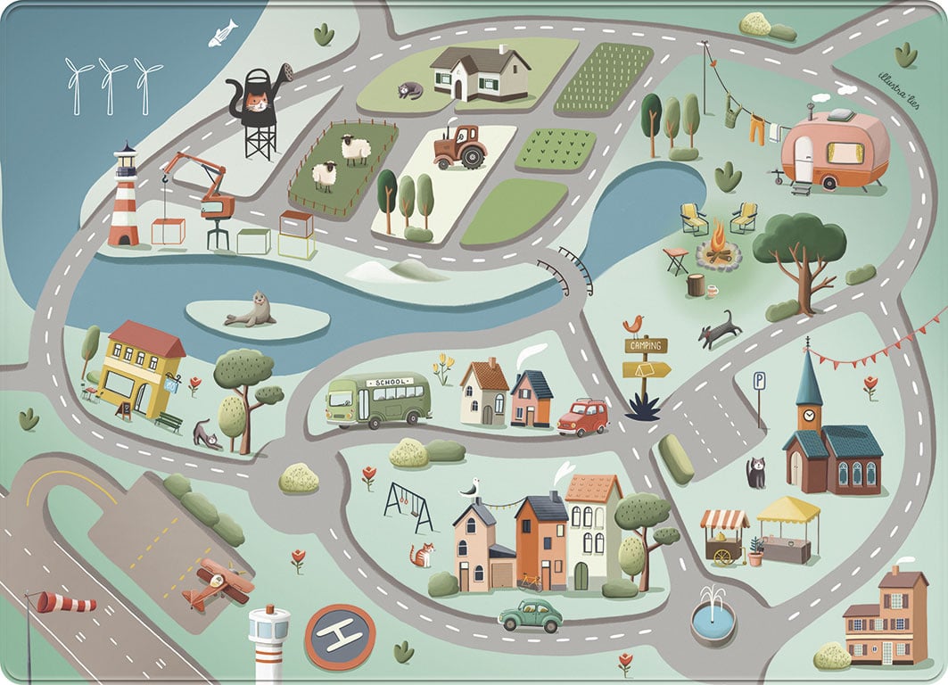 Velvety soft playmat Roadtrip (130 x 180 cm)