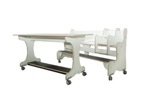 Ergonomisch tafel & zitsysteem recht berken/wit hpl