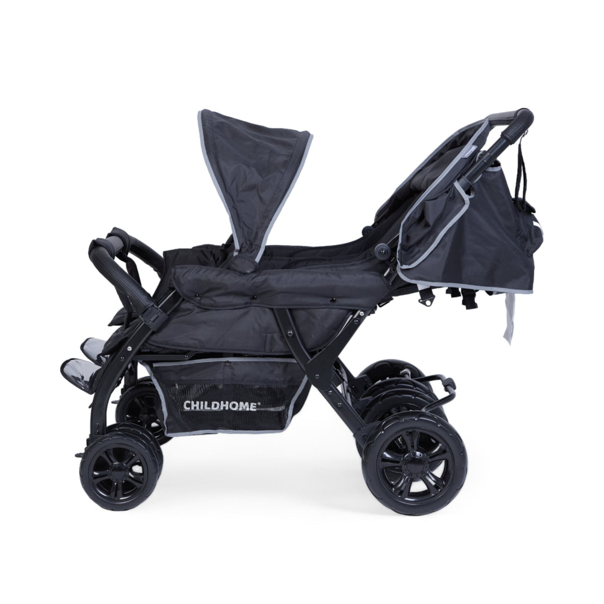 # Quadruple, 4-persoons kinderwagen incl. regenhoes en zonnekappen