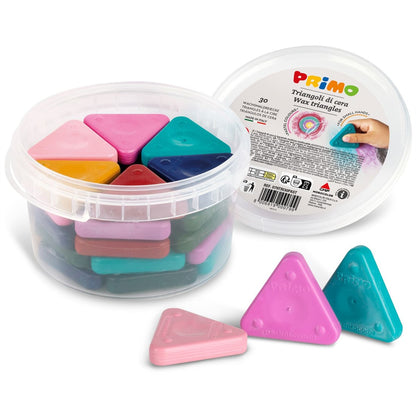 Primo triangular crayons, bucket 30 pieces, pastel