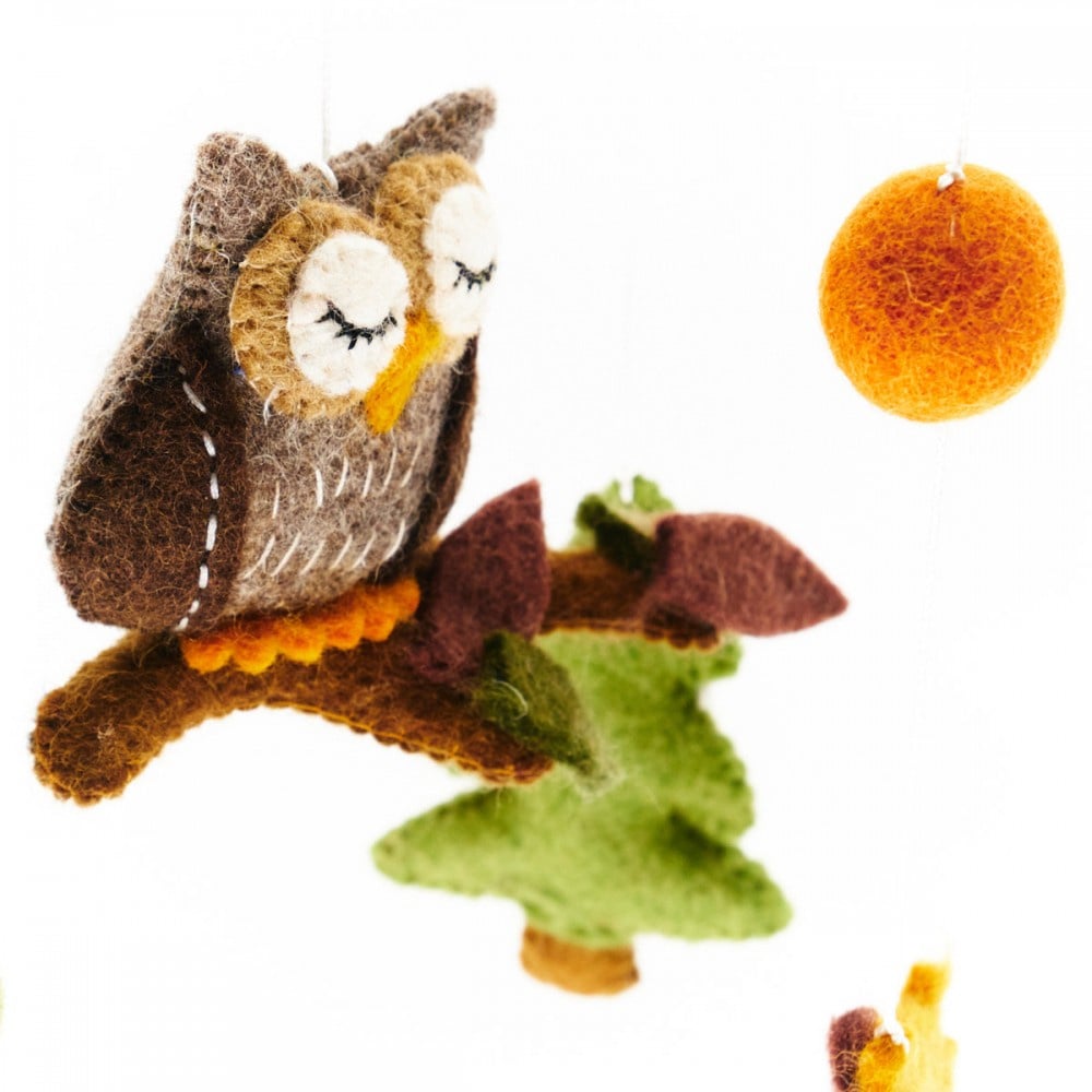 Felt mobile Forest Owl Fairtrade