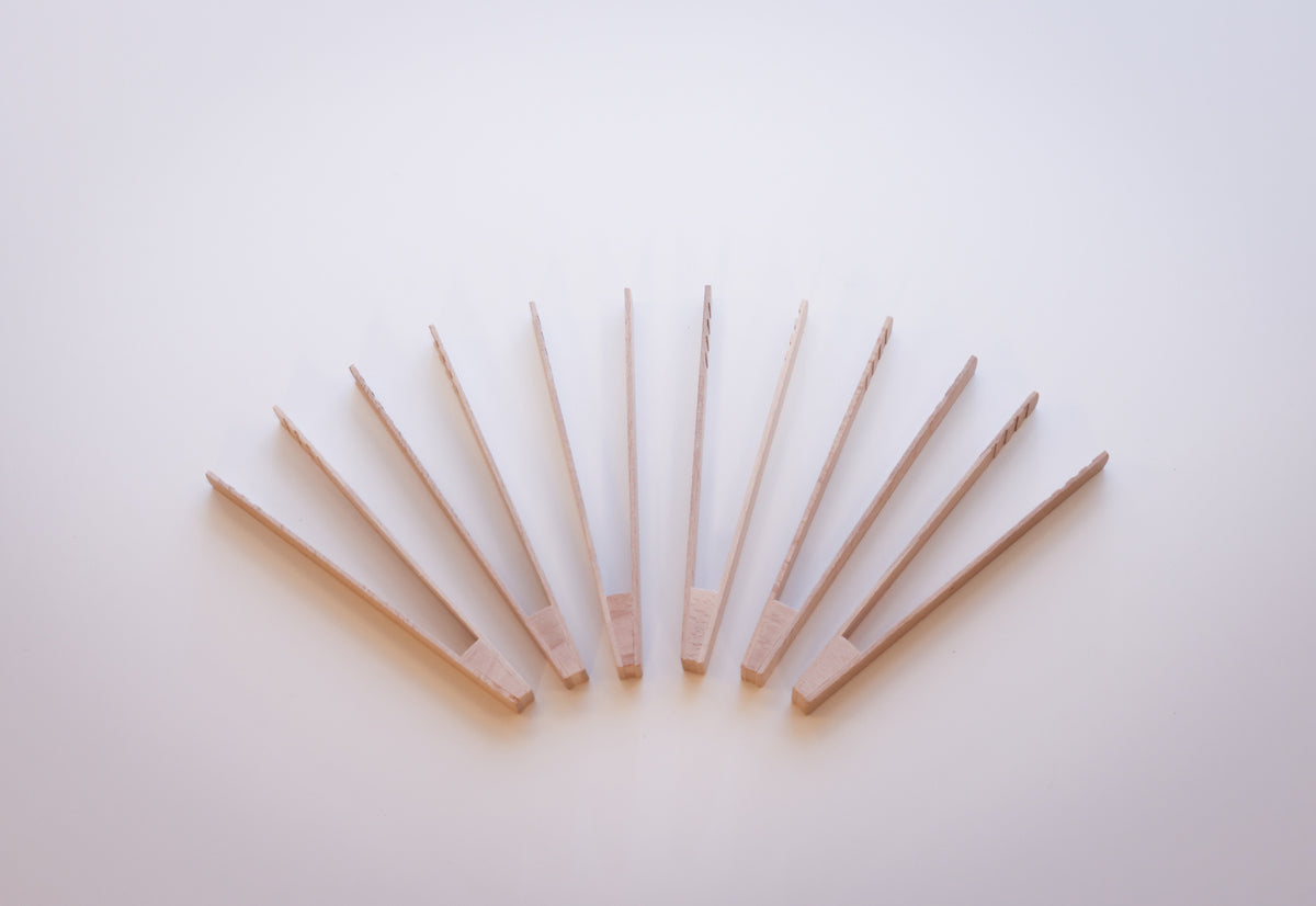 Houten pincetten, 6 stuks