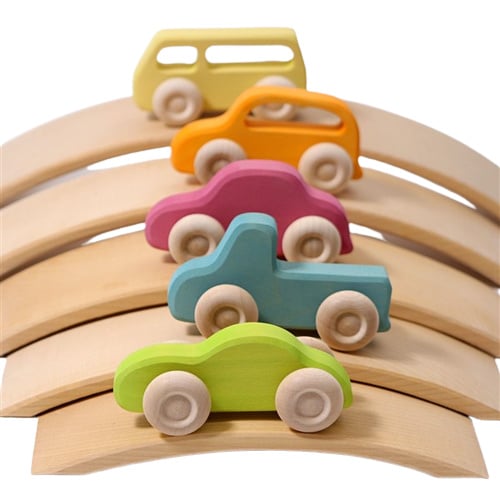 Grimms houten Slimline auto’s, 5 stuks