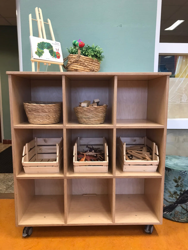 Mobile compartment cabinet with 3 columns, 3-tier