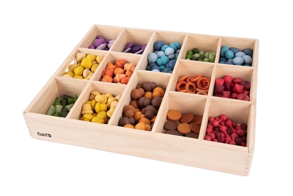 Tickit houten sorteerblad Loose parts 14 vakken