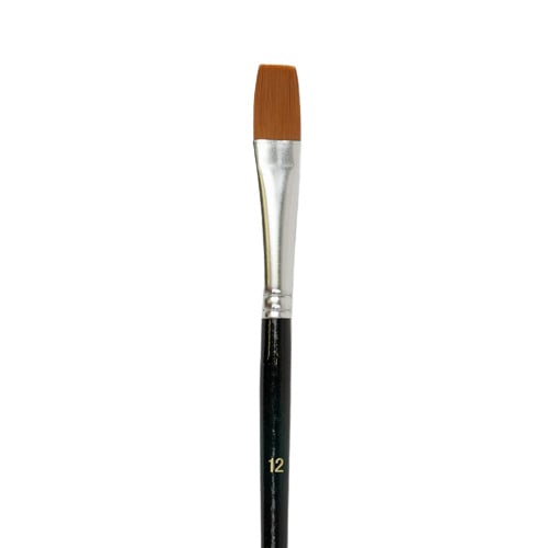 Flat brushes no. 12 handle 14 cm, 12 pieces (vegan bristles)
