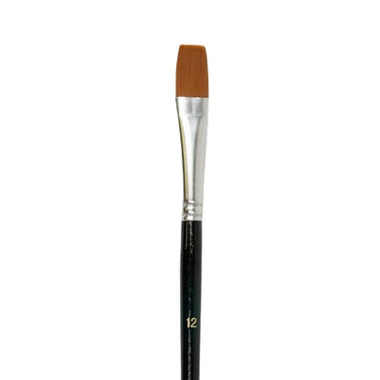 Flat brushes no. 12 handle 14 cm, 12 pieces (vegan bristles)
