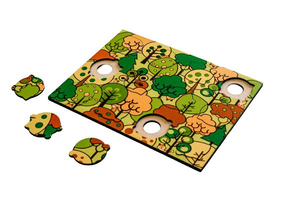 Set van 3 houten puzzels, 4 thema's