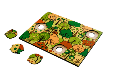 Set van 3 houten puzzels, 4 thema's