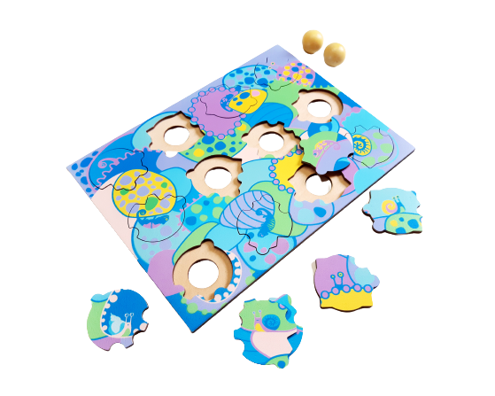 Set van 3 houten puzzels, 4 thema's