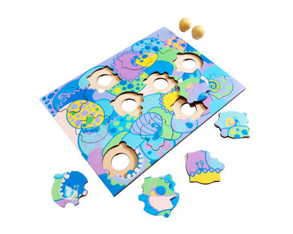 Set van 3 houten puzzels, 4 thema's