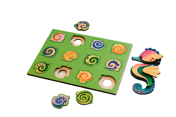 Set van 3 houten puzzels, 4 thema's