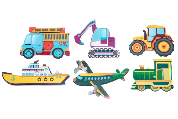 6 puzzels in een houten opbergkist