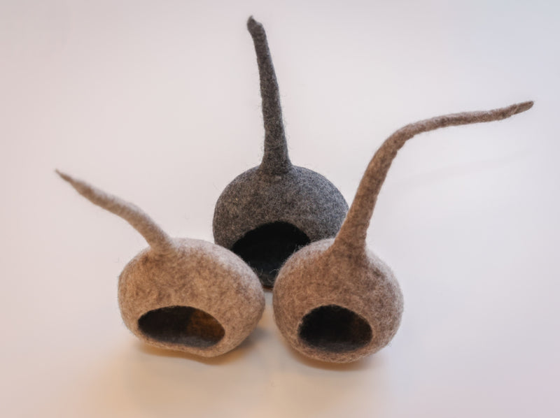 Vilten huisjes, set van 3