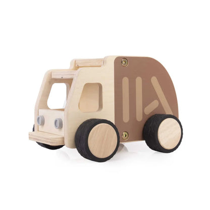 Houten vuilniswagen