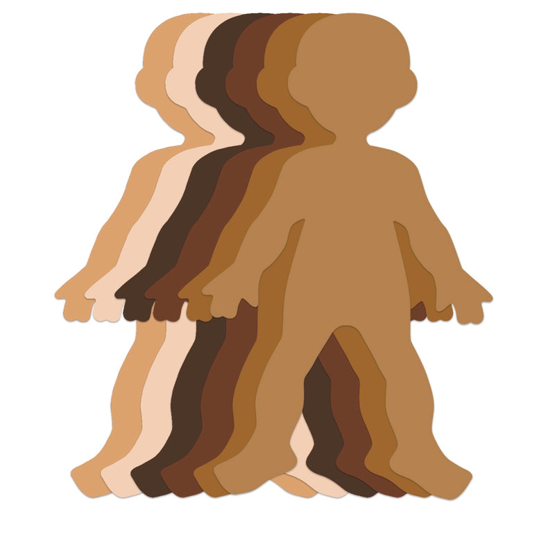Multicultural children's figures cardboard, assortment of 24 pieces