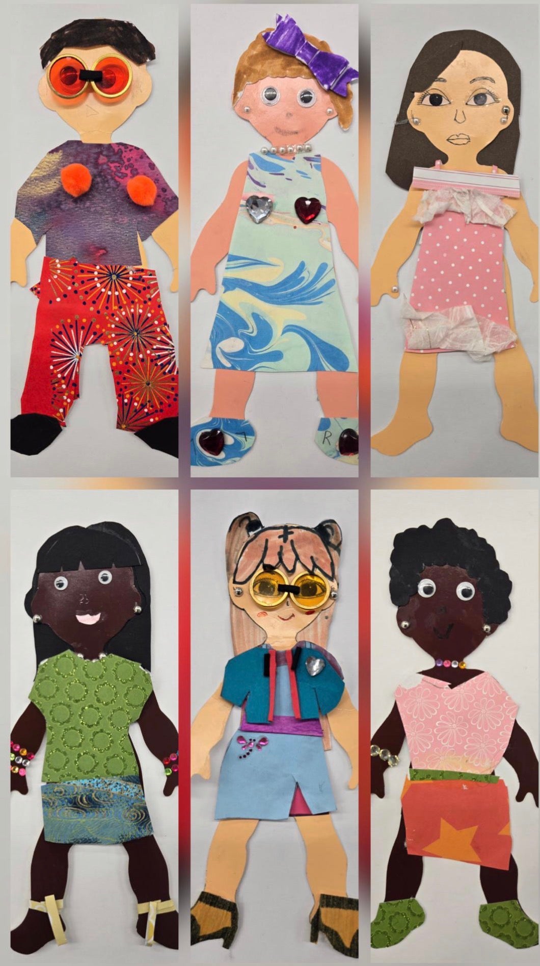 Multicultureel kinderfiguren karton, assortiment van 24 stuks