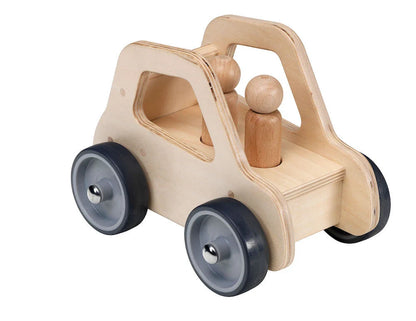 Large wooden car with two figures