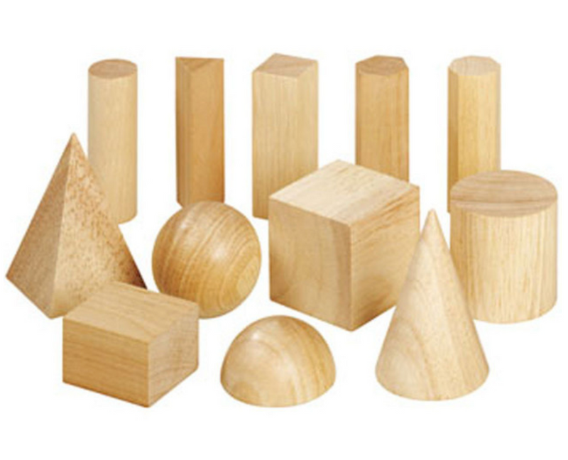 Houten geometrische vormen set, 12-delig