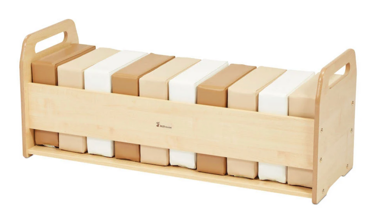 Set met zachte kussens en opbergmeubel, naturel