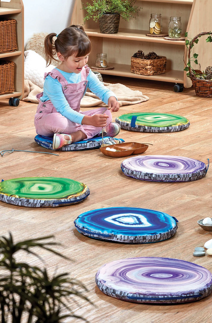 Minerale schijven kussenset, set van 6