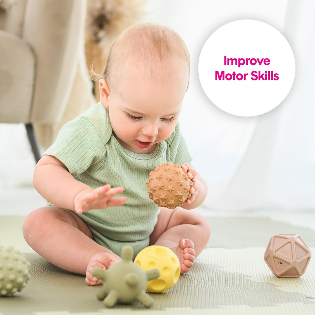 Sensory Mini Balls, Boho Chic, 6 pieces