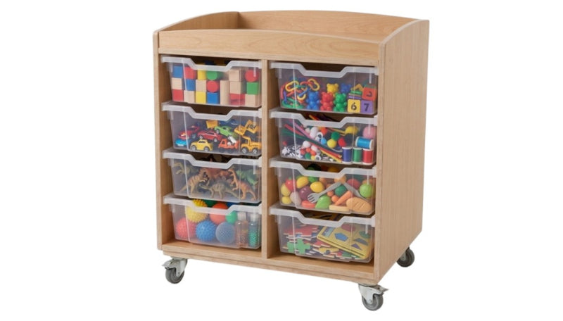 Mobile play table with raised edge and 8 bins, After-School Care 7+