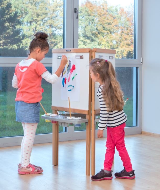 Wooden easel and chalkboard 3-sided