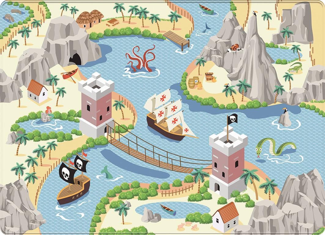 Velvet soft play mat Pirate Island (130 x 180 cm)