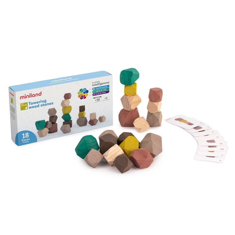 Stapelspel, 18 houten stenen