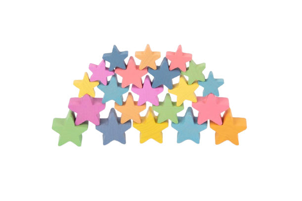 Tickit set of 21 wooden stars, rainbow colors