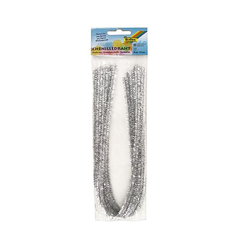 Chenille wire 8 mm silver