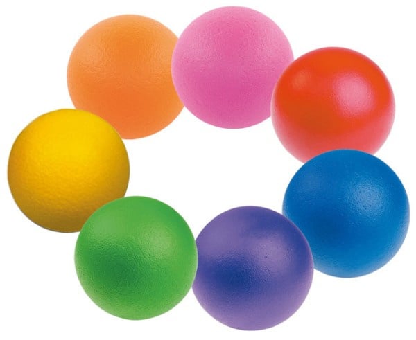 Set of 7 softballs, cheerful colours