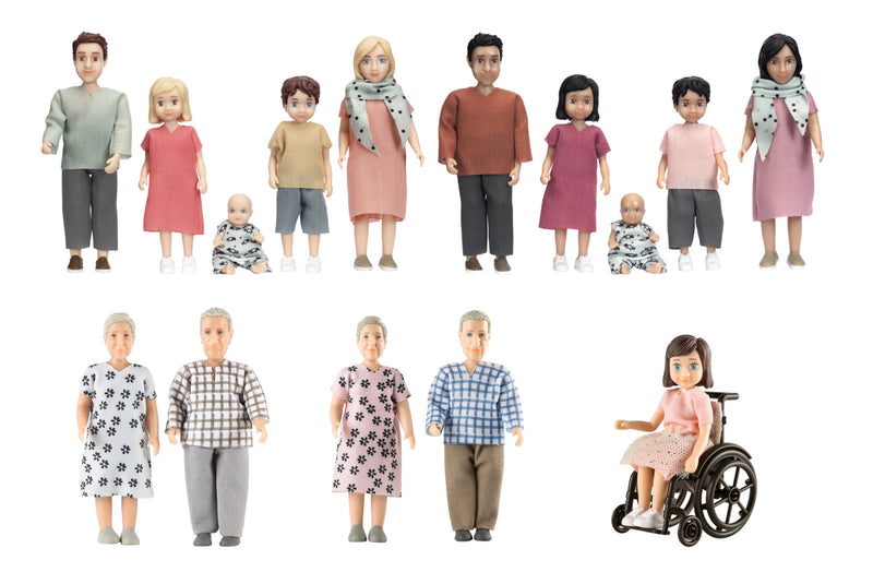 Dollhouse poseable doll set, 15-piece