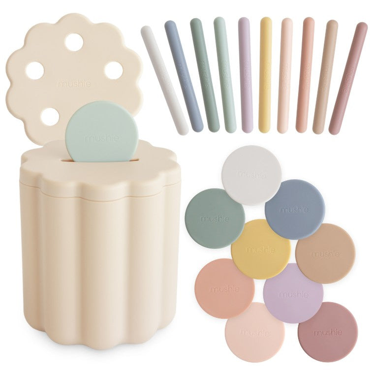 Mushie sorteerset met munten en buisjes