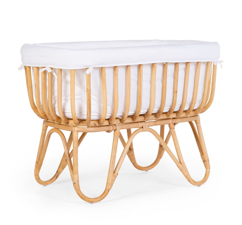 # Rattan wieg, inclusief matras en Jersey hoes ecru