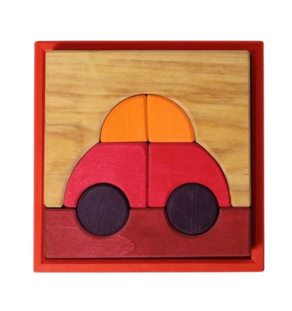 Grimm's Race Car Puzzle Building Game Red Hues
