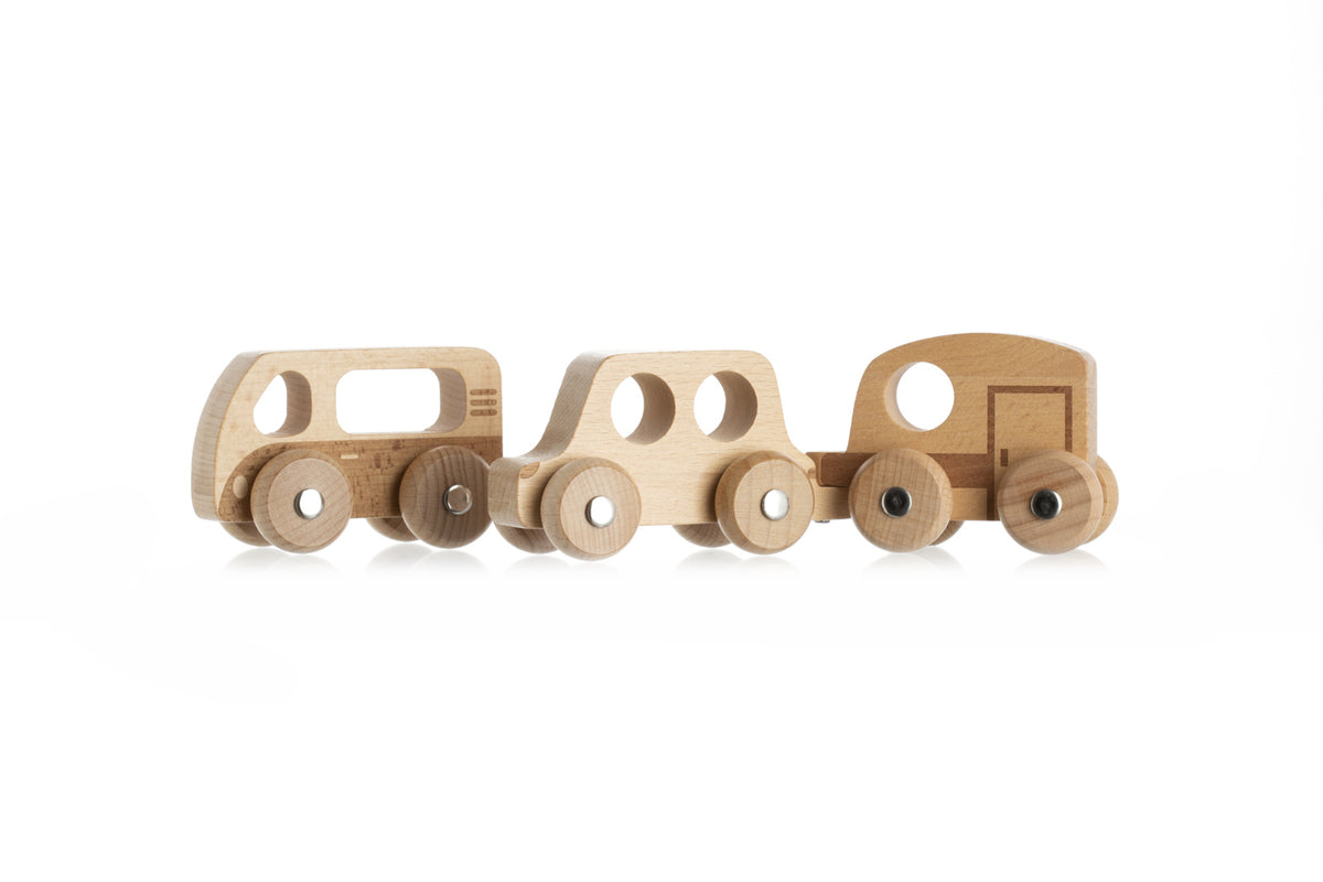 Tickit Wooden Cars Natural, Set of 12