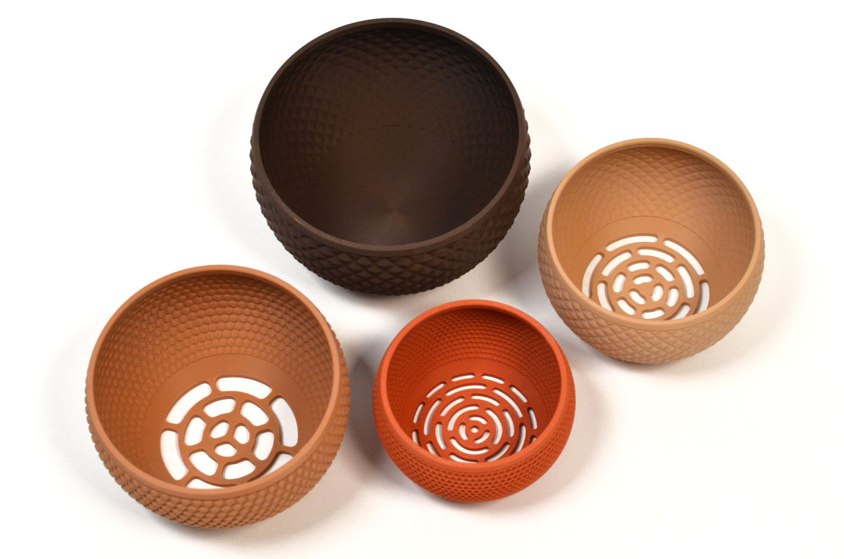 Sensorische speelkommen/zeefjes, set van 4, herfsttinten