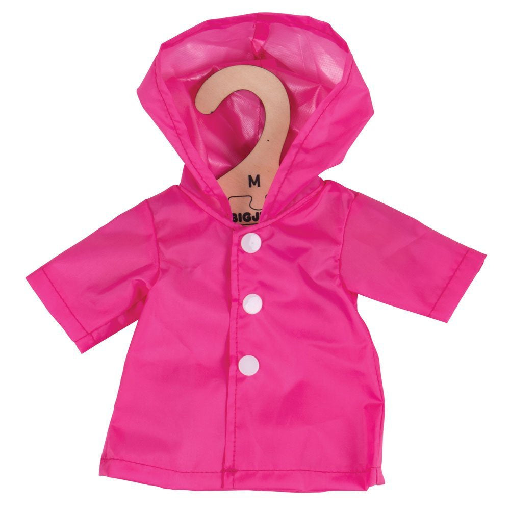 Roze regenjas 35 cm, poppenkleding
