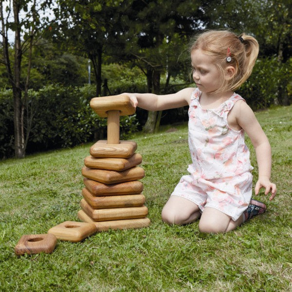 Giant wooden stacking pyramid squares