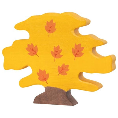 Wooden autumn scene, trees and mushroom