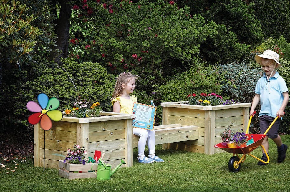 Combination planters and bench