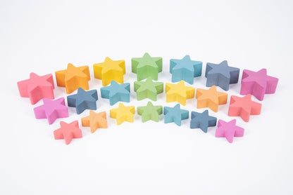 Tickit set of 21 wooden stars, rainbow colors