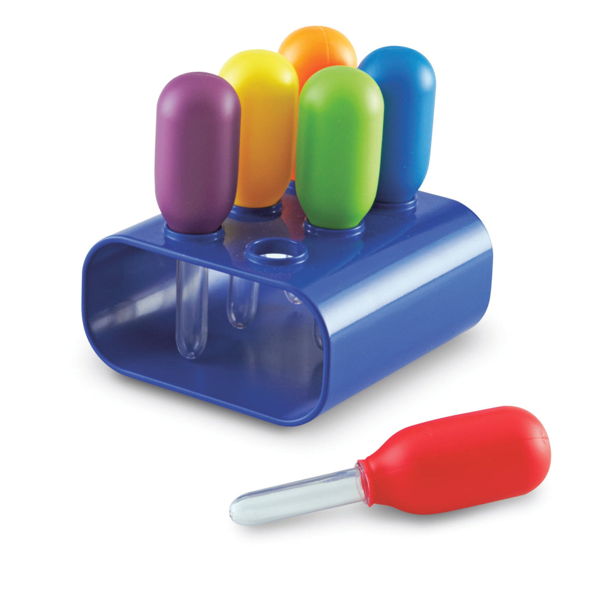 Reuze pipetten in een standaard, 6 stuks, Learning Resources