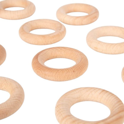 Tickit natuurlijke houten ringen, set van 10