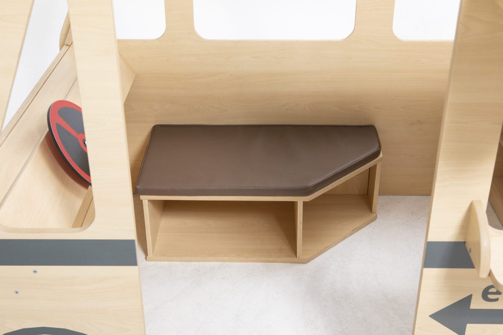 Wooden camper with awning