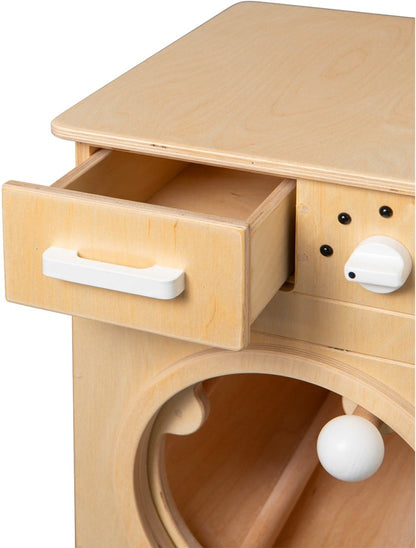 Houten wasmachine voor kleuters naturel wit